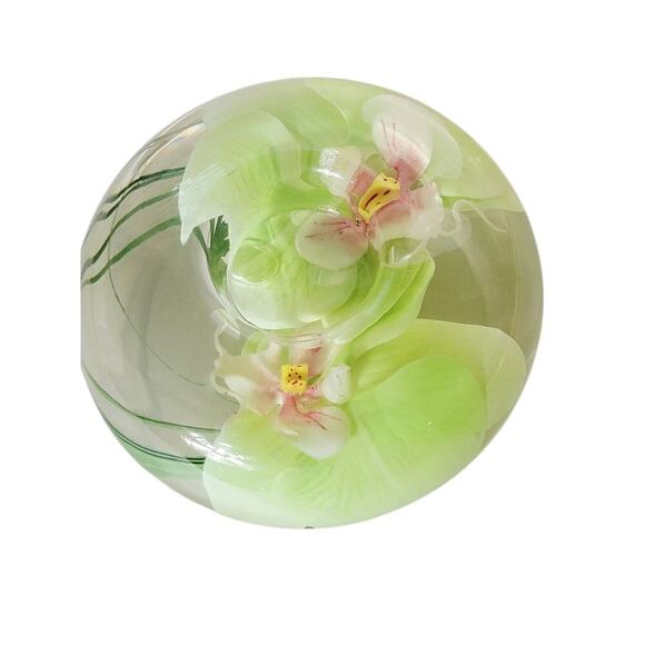 Emilo Robba Glass Orchid Tea Lite Candle Holder Green Floral - Picture 3 of 12